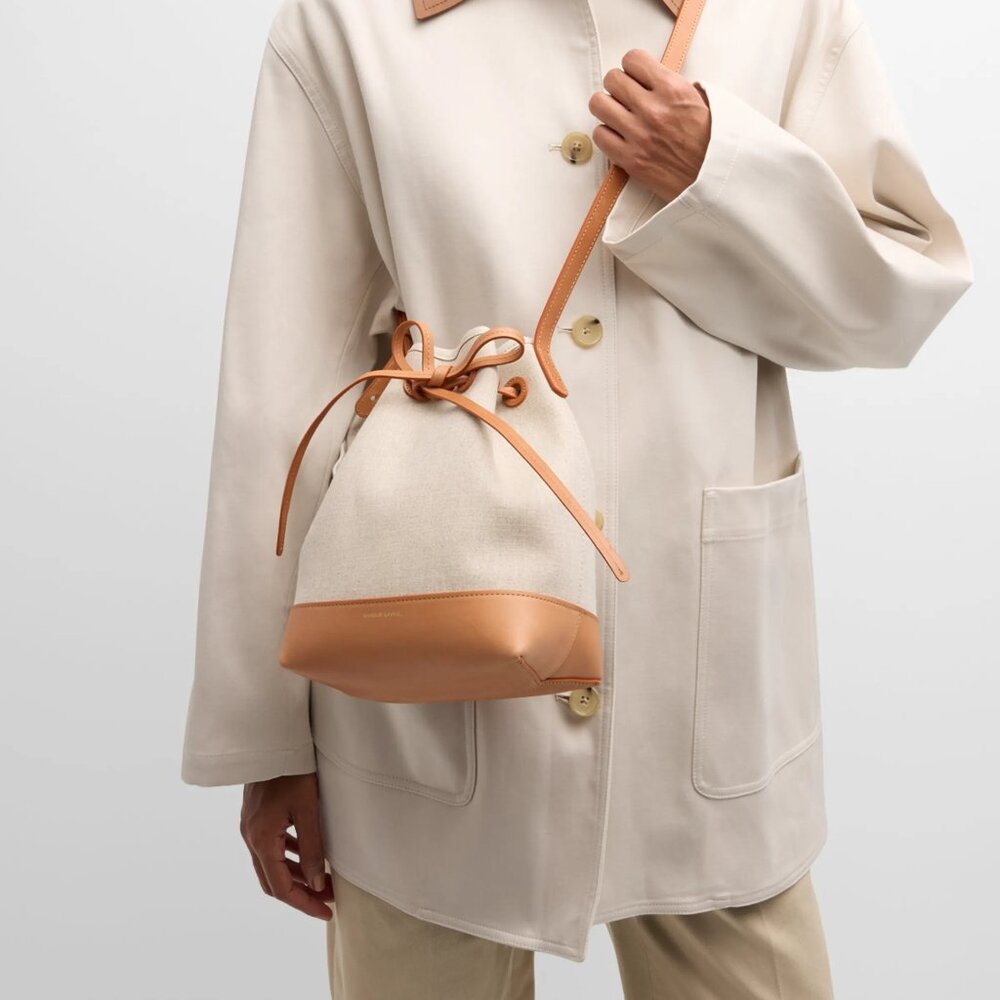 Mansur Gavriel Mini Canvas & Leather Bucket Bag BNWT